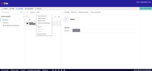 Eliminazione contatti TIM