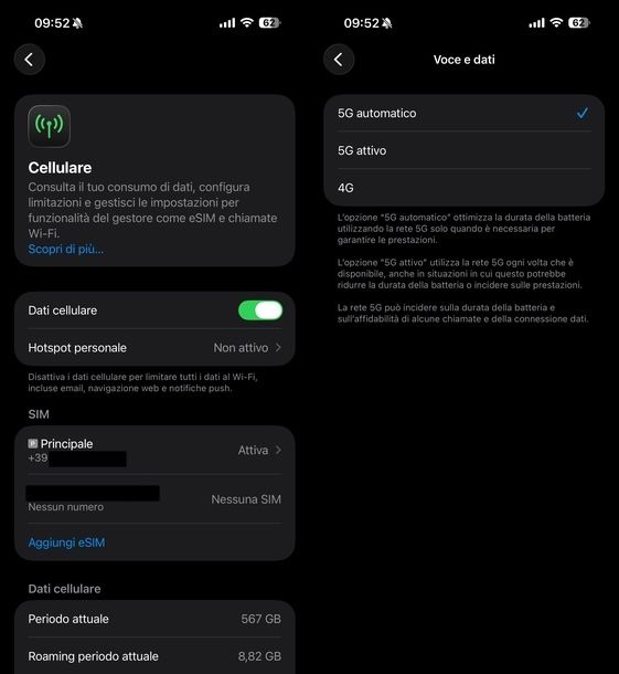 Cambiare tipo di rete iPhone
