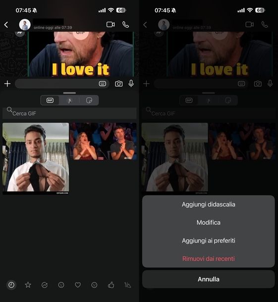 Eliminare emoji recenti WhatsApp iPhone