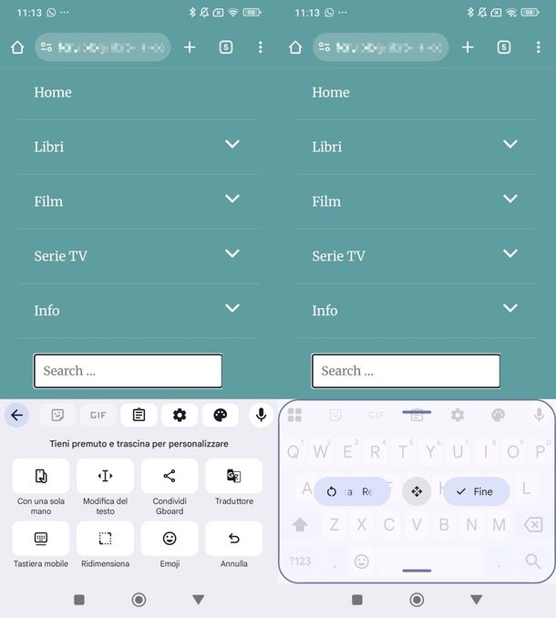 ingrandire tastiera Android