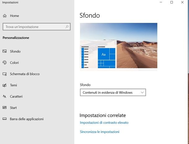 Come cambiare desktop Windows 10