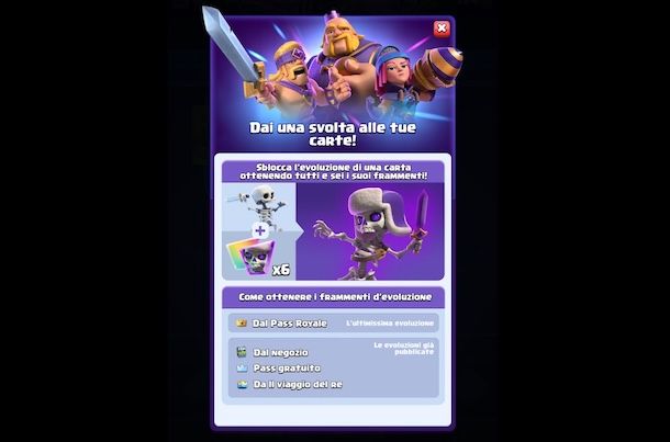 Evoluzione carte Clash Royale