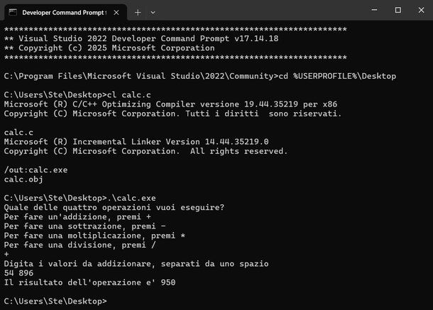 Compilazione ed esecuzione di un programma in C su Windows tramite riga di comando