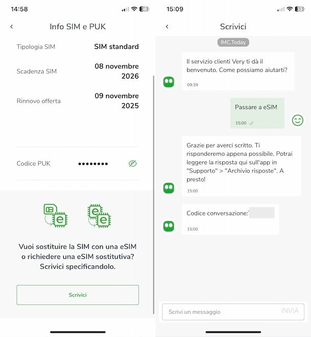 Passare da SIM a eSIM Very Mobile