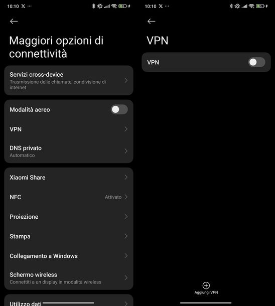 Disattivare VPN Android