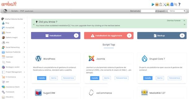 Installare WordPress su Aruba con Softaculous
