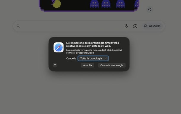 Eliminare cronologia macOS