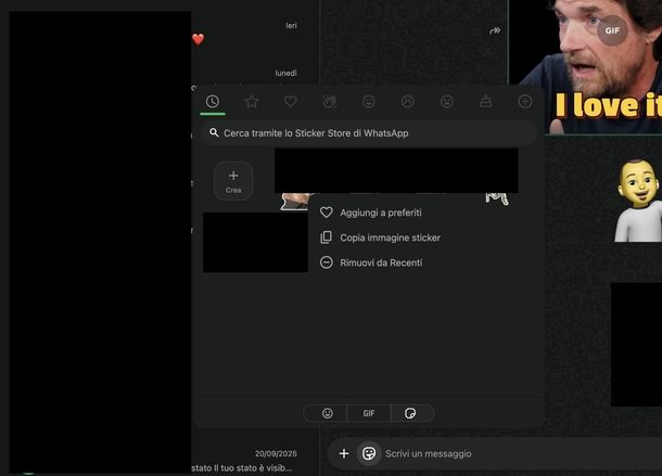 Eliminare emoji recenti WhatsApp Web