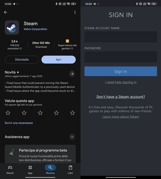 Scaricare Steam Android