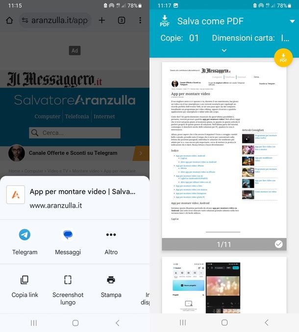 Stampante virtuale Android