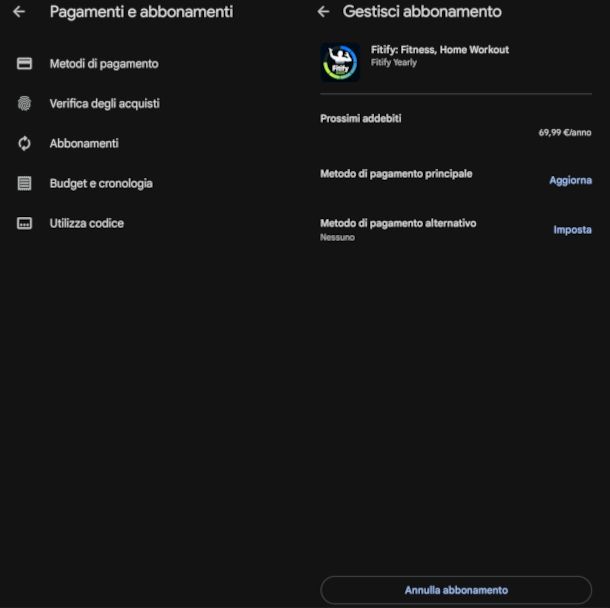 schermate disattivazione servizi da Play Store