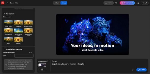 Animare foto con Adobe Firefly