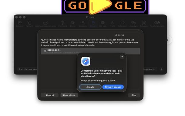 Rimuovere dati Safari macOS