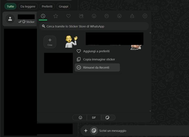 Eliminare emoji recenti WhatsApp Windows