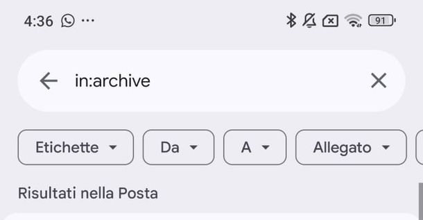 operatore ricerca Gmail app