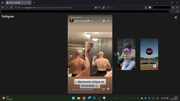 Salvare storie Instagram altri registrazione schermo Windows