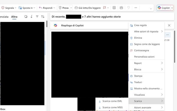 Trasferire mail Outlook Web chiavetta USB