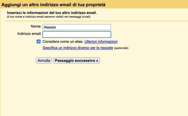 Creare alias indirizzo email Gmail Web