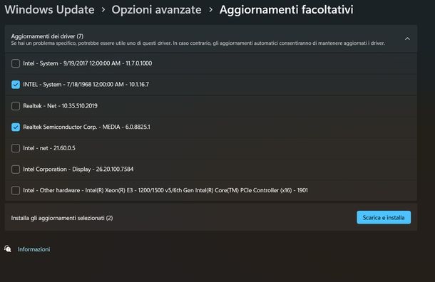 Aggiornare driver NVIDIA Windows Update