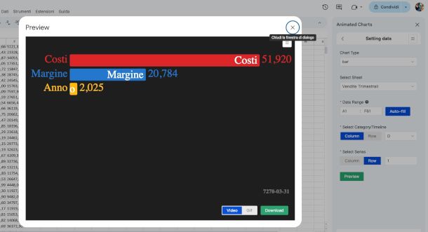 estensione Animated Charts su Google Fogli