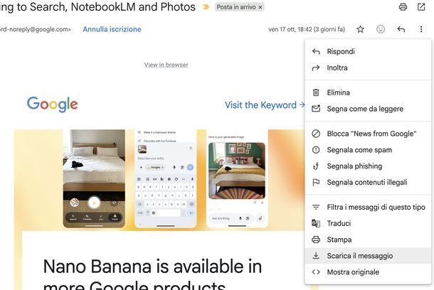 Trasferire mail Gmail chiavetta USB
