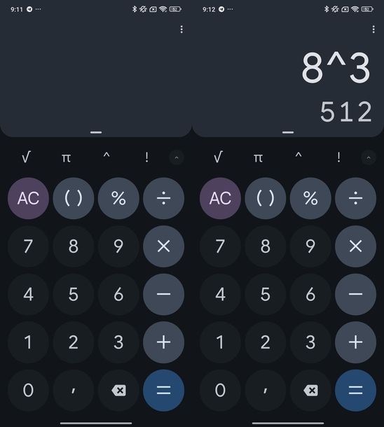 Elevare numero sulla calcolatrice Google