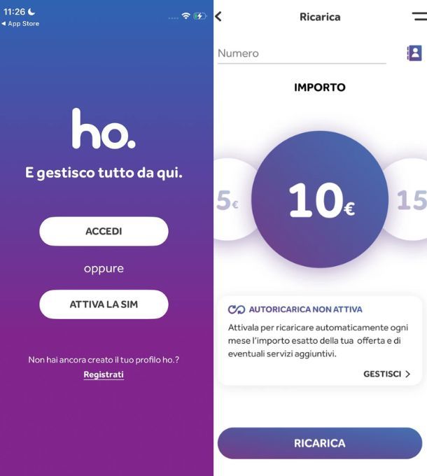 Come fare ricarica ho