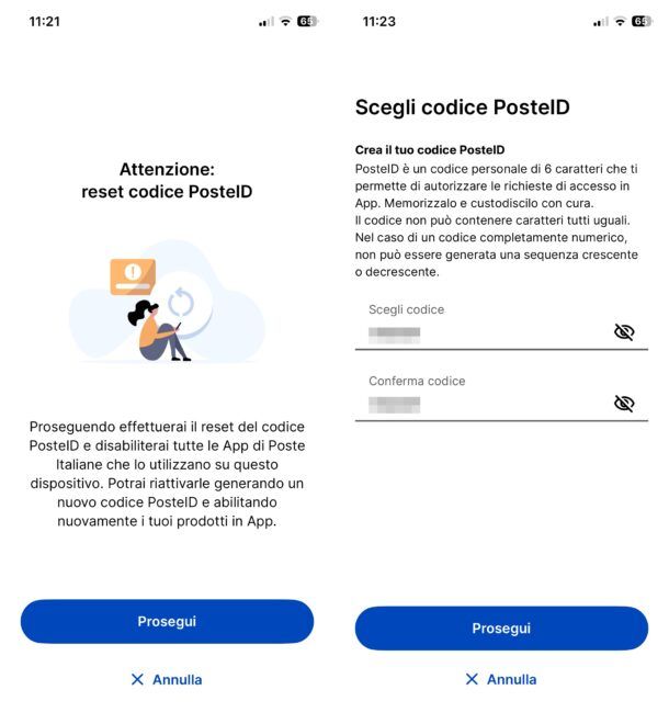 Reset codice PosteID
