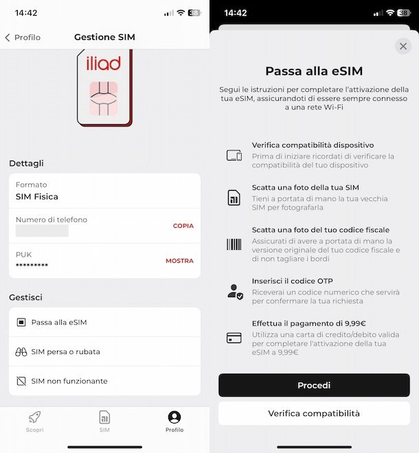 Passare a eSIM iliad