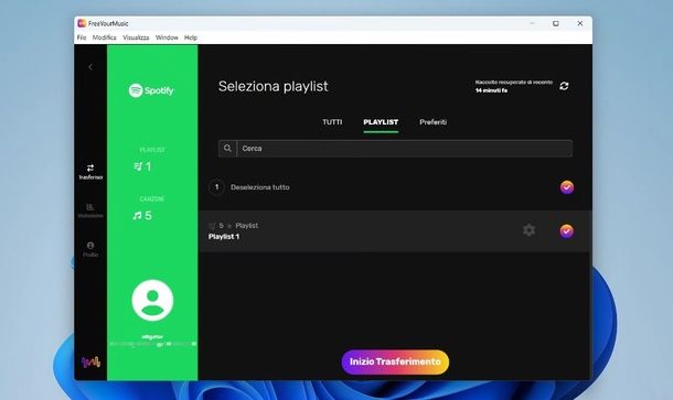 FreeYourMusic per trasferire playlist di Spotify su Spotify