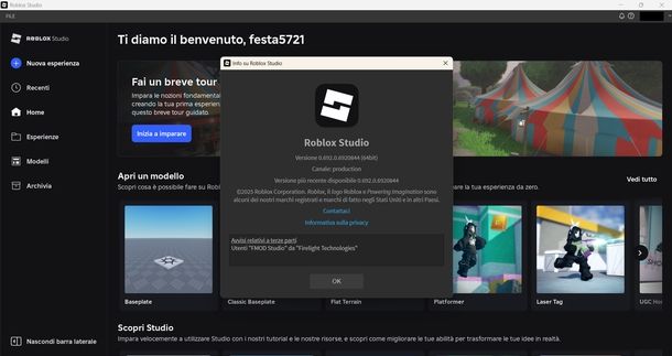 Aggiornare Roblox Studio