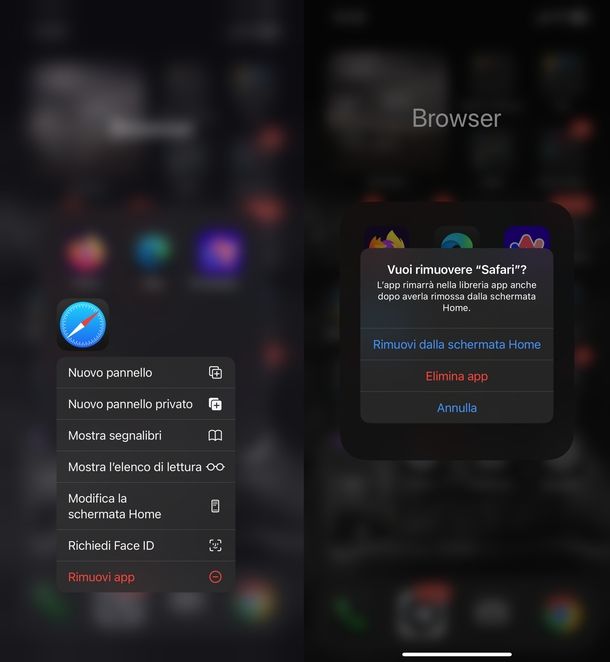 Disinstallare reinstallare Safari iOS