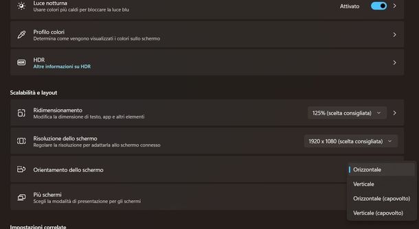 Ribaltare schermo Windows