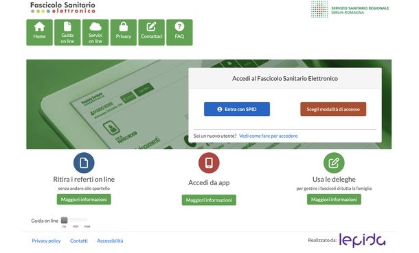 Accedere Fascicolo Sanitario Emilia-Romagna con SPID sito