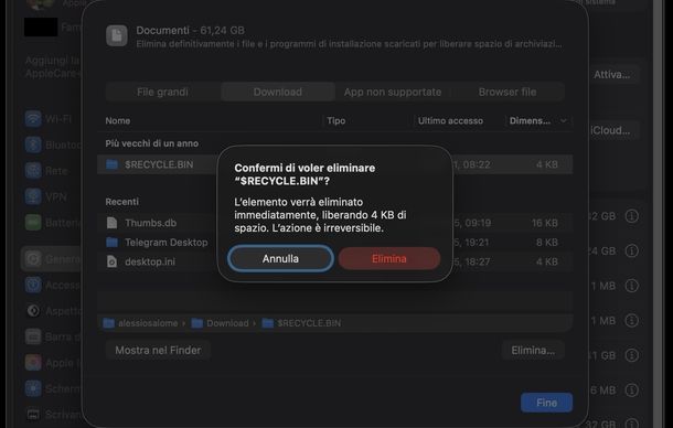 Eliminare file inutili cartella Download Mac