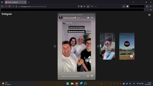 Salvare storie Instagram altri screenshot Windows