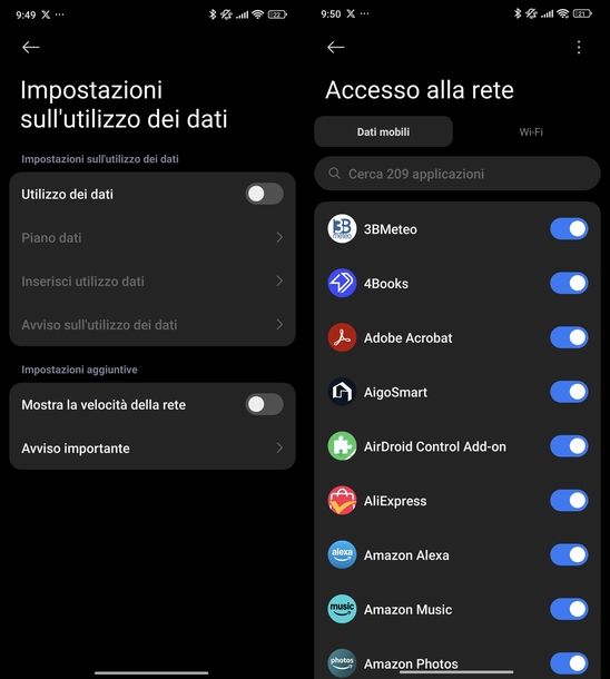 Cambiare tipo di rete Android