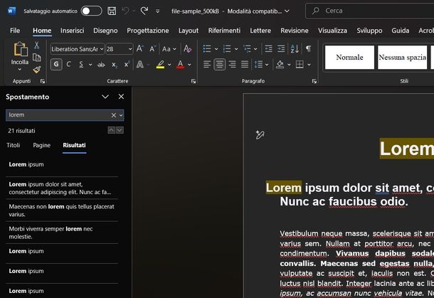 Cercare parola in documento Word Windows