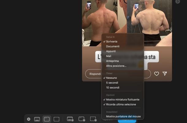 Salvare storie Instagram altri screenshot macOS