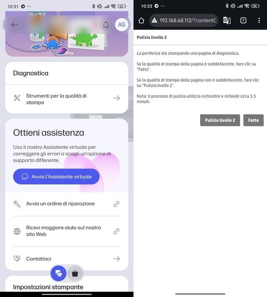 Pulire ugelli stampante HP app Android