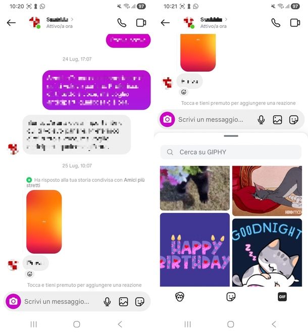 Inviare GIF su Instagram