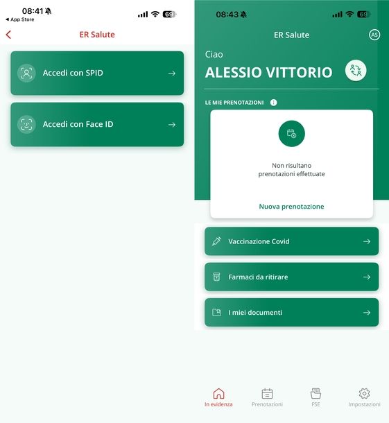 Accedere Fascicolo Sanitario Emilia-Romagna con SPID app