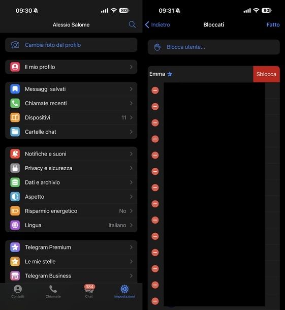 Farsi sbloccare Telegram iOS