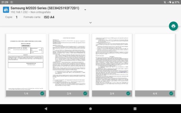 Come stampare da tablet Android