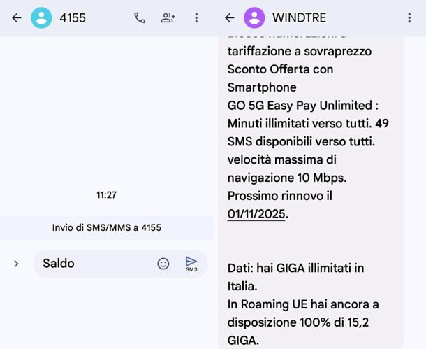 SMS credito Windtre