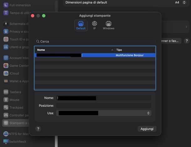 Installare scanner stampante Epson macOS