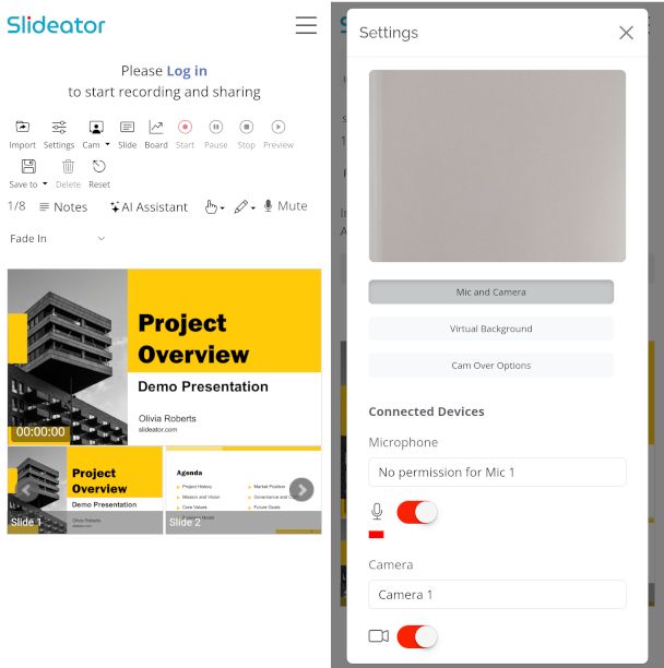schermate app Slideator
