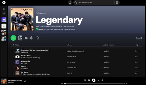 playlist legendary su Spotify