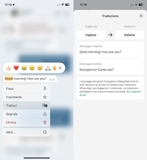 Come tradurre messaggi WhatsApp