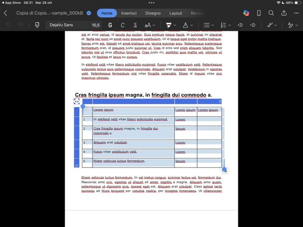 Selezionare tutto su Word iPadOS